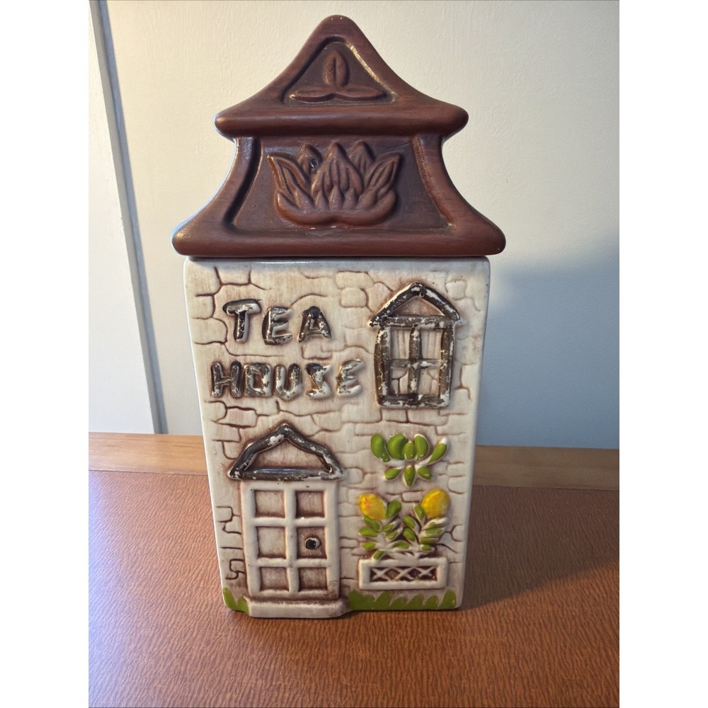 Vintage Judy of CA USA Tea House Cookie Jar‎ 1977 Kitchen Canister Cottageware